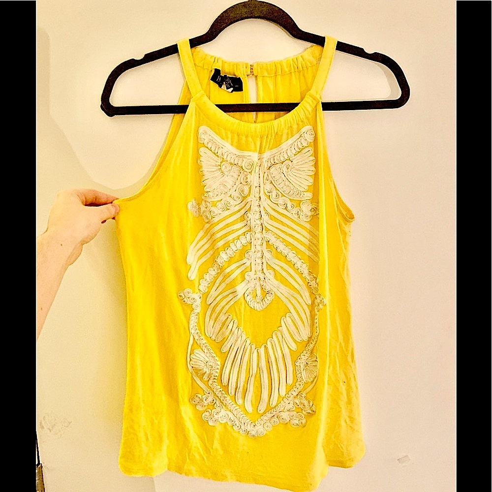 International Concepts Yellow Embroidered Tank